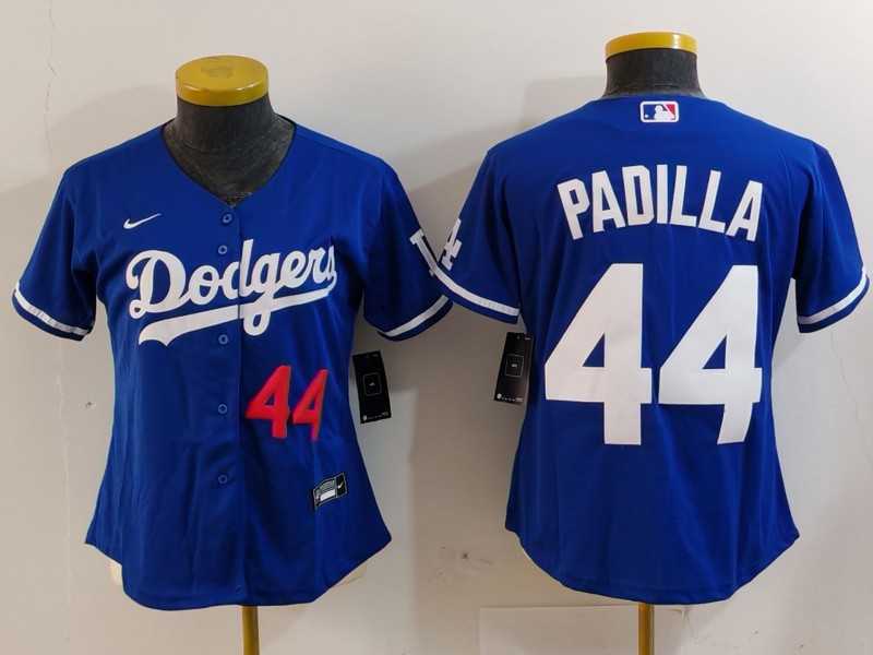 Womens Los Angeles Dodgers #44 Vicente Padilla Number Blue Cool Base Stitched Jersey